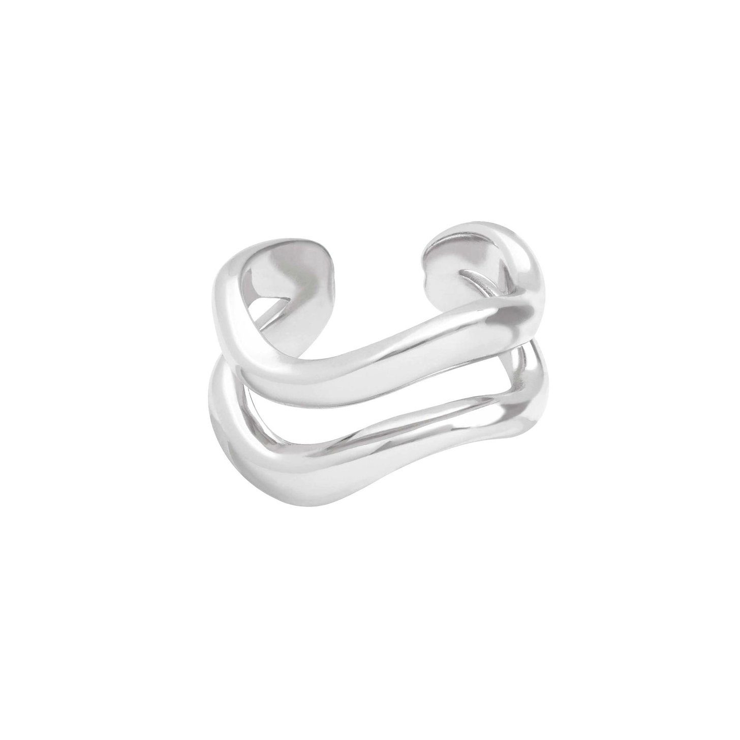 Brandlinger Ohrklemme Cuff vergoldet geschwungen, Ear Ischgl, 925 Silber Cuff