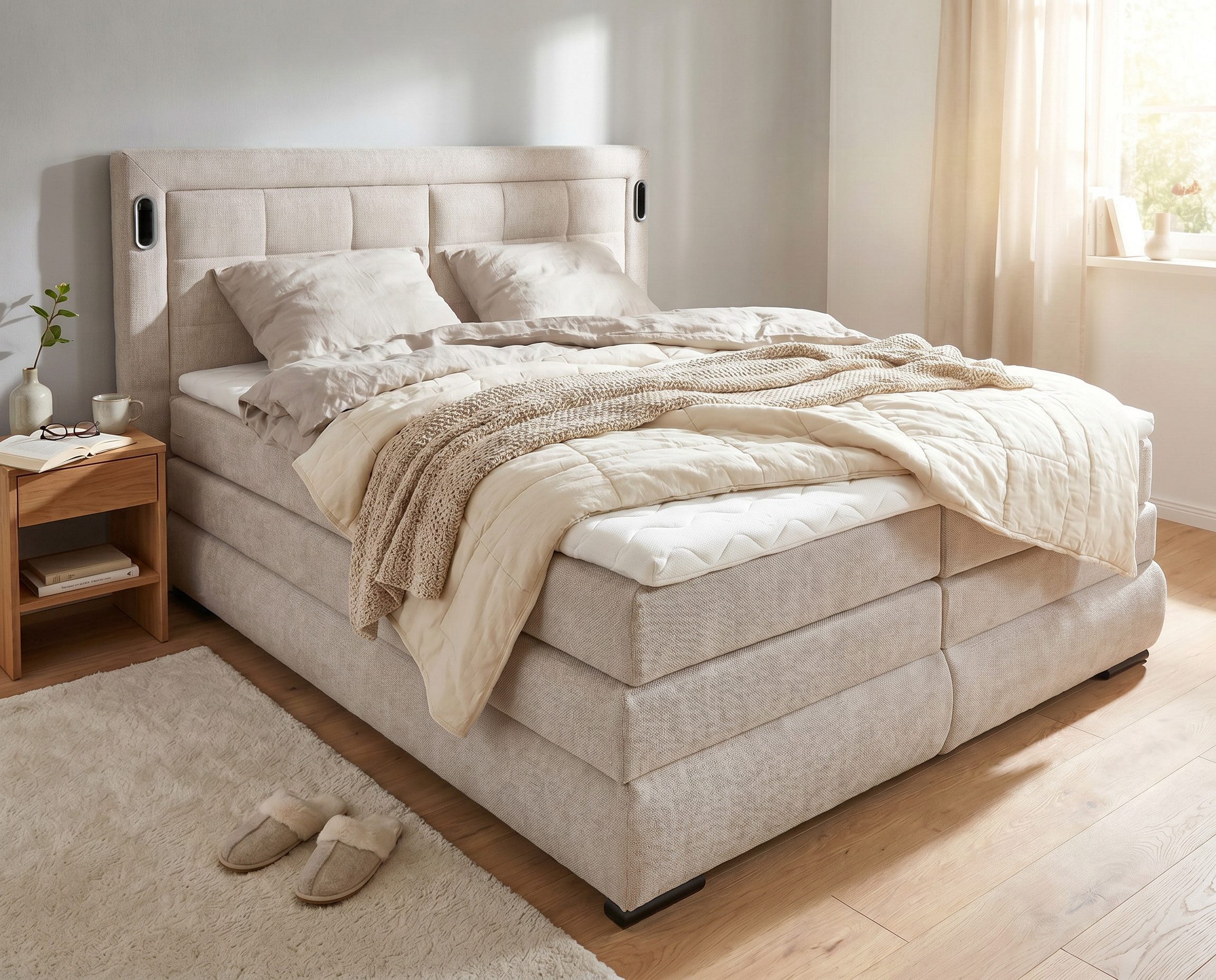 OTTO home Boxspringbett MIVVA, in H3, H4 oder Hmix H3/H4, wahlweise mit oder ohne LED-Leuchten