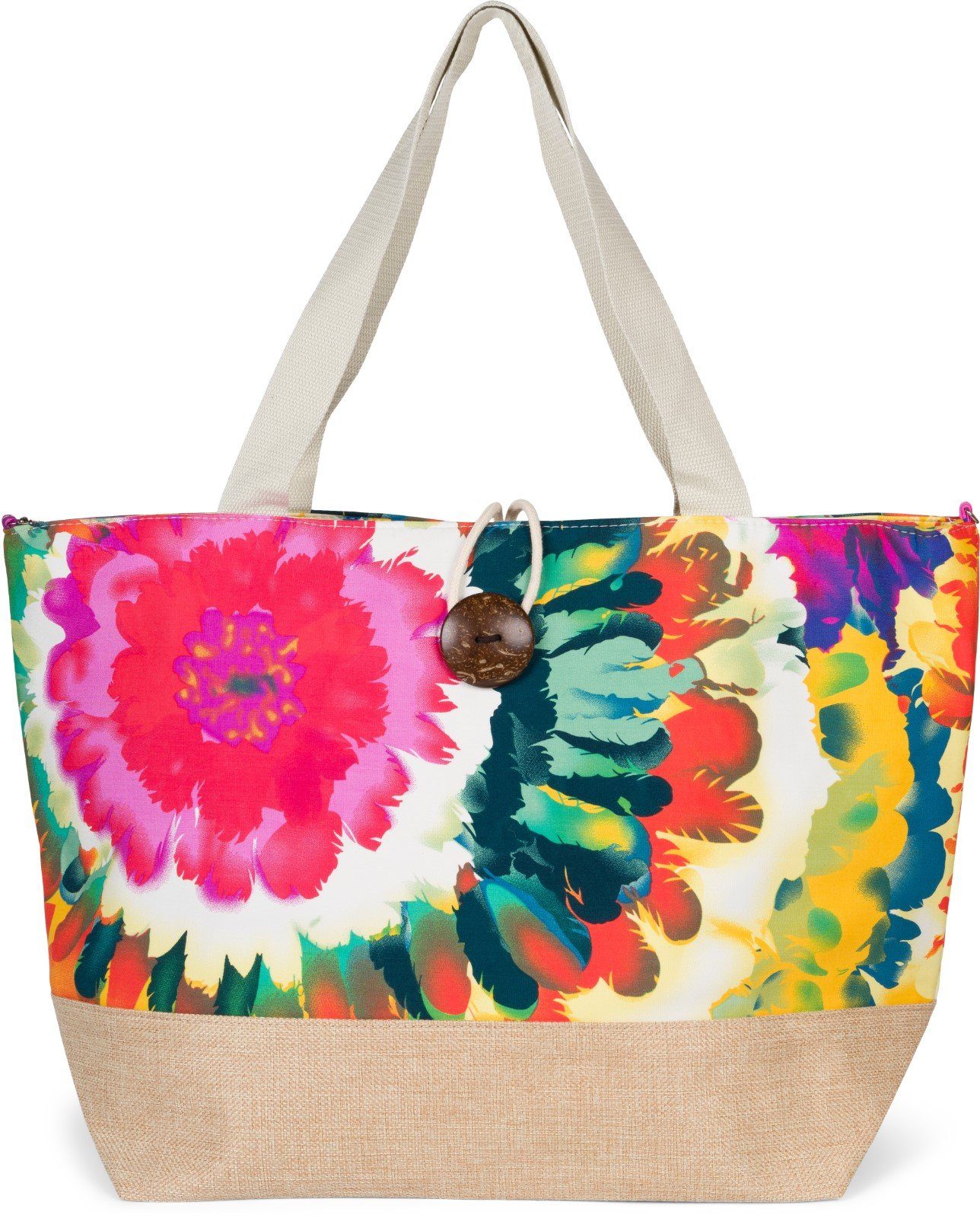 styleBREAKER Strandtasche (1-tlg), Strandtasche mit Blumen Muster