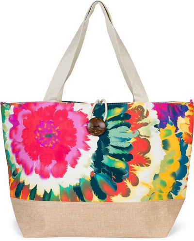 styleBREAKER Strandtasche (1-tlg), Strandtasche mit Blumen Muster