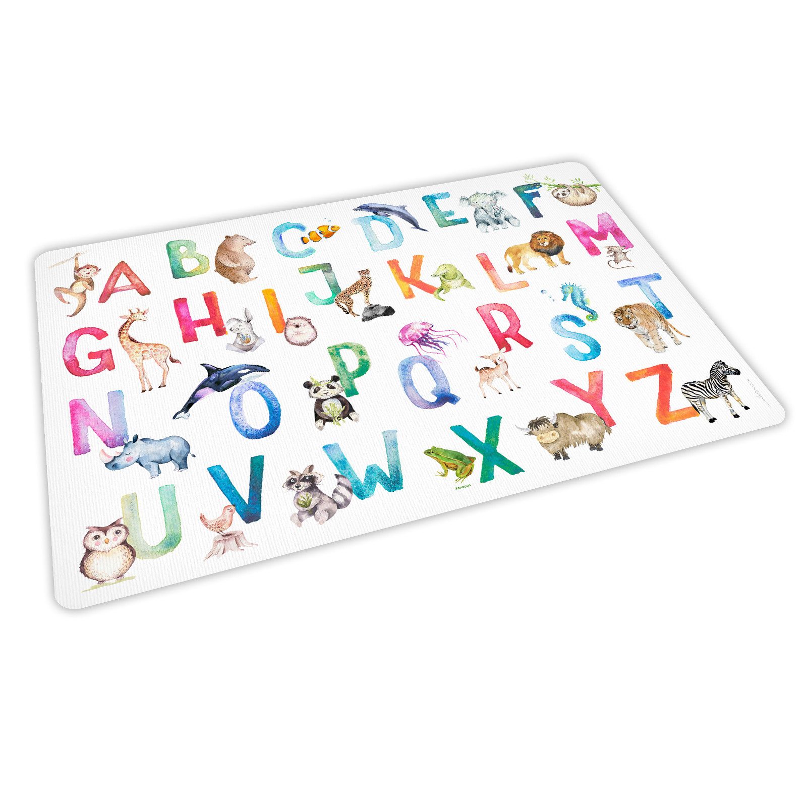 nikima Platzset Stabiles Vinyl Tischset - Tier ABC Aquarell Kinder Platzset abwaschbar, (1-St)
