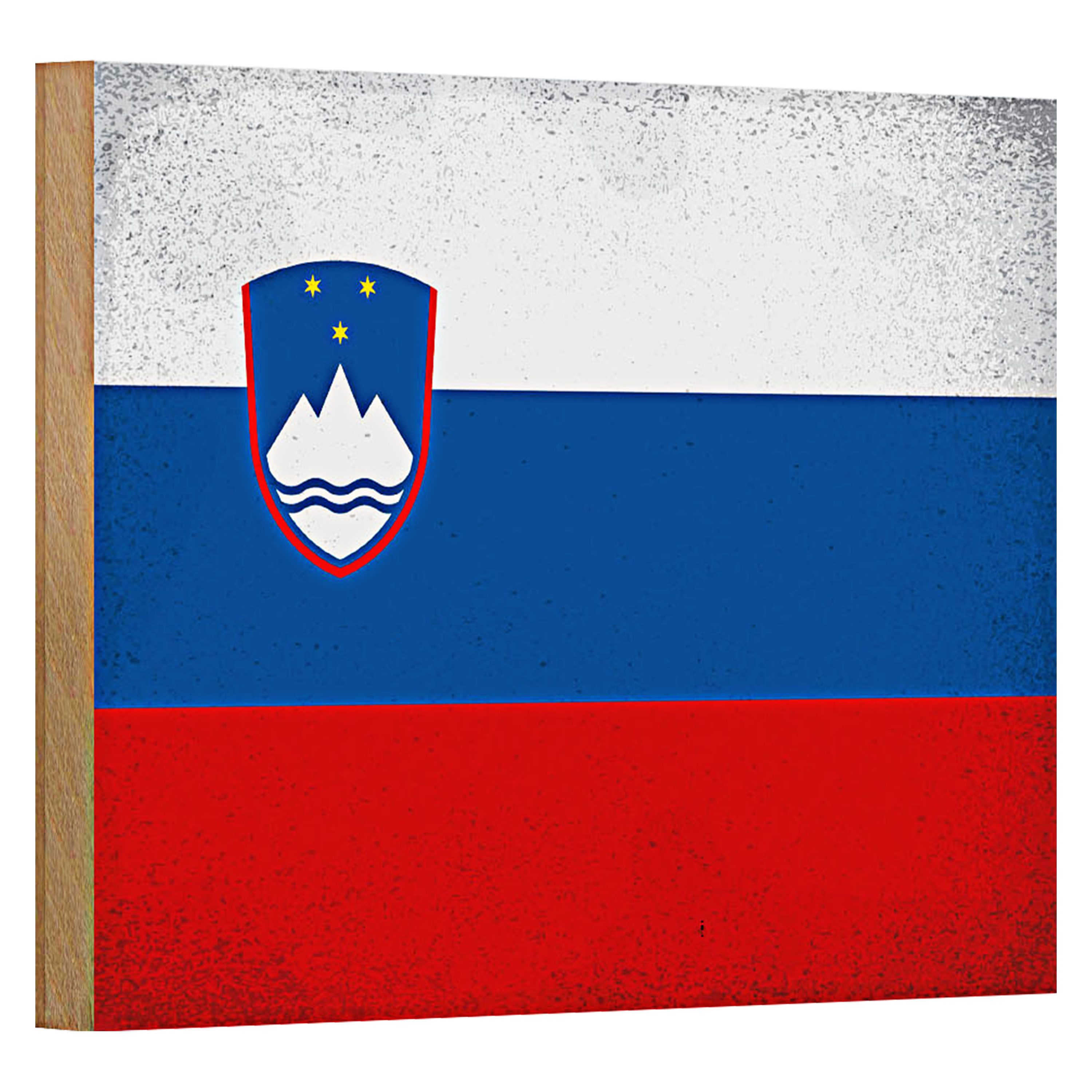 Holzbild Flagge Slowenien 18x12cm Flag Slovenia Vintage