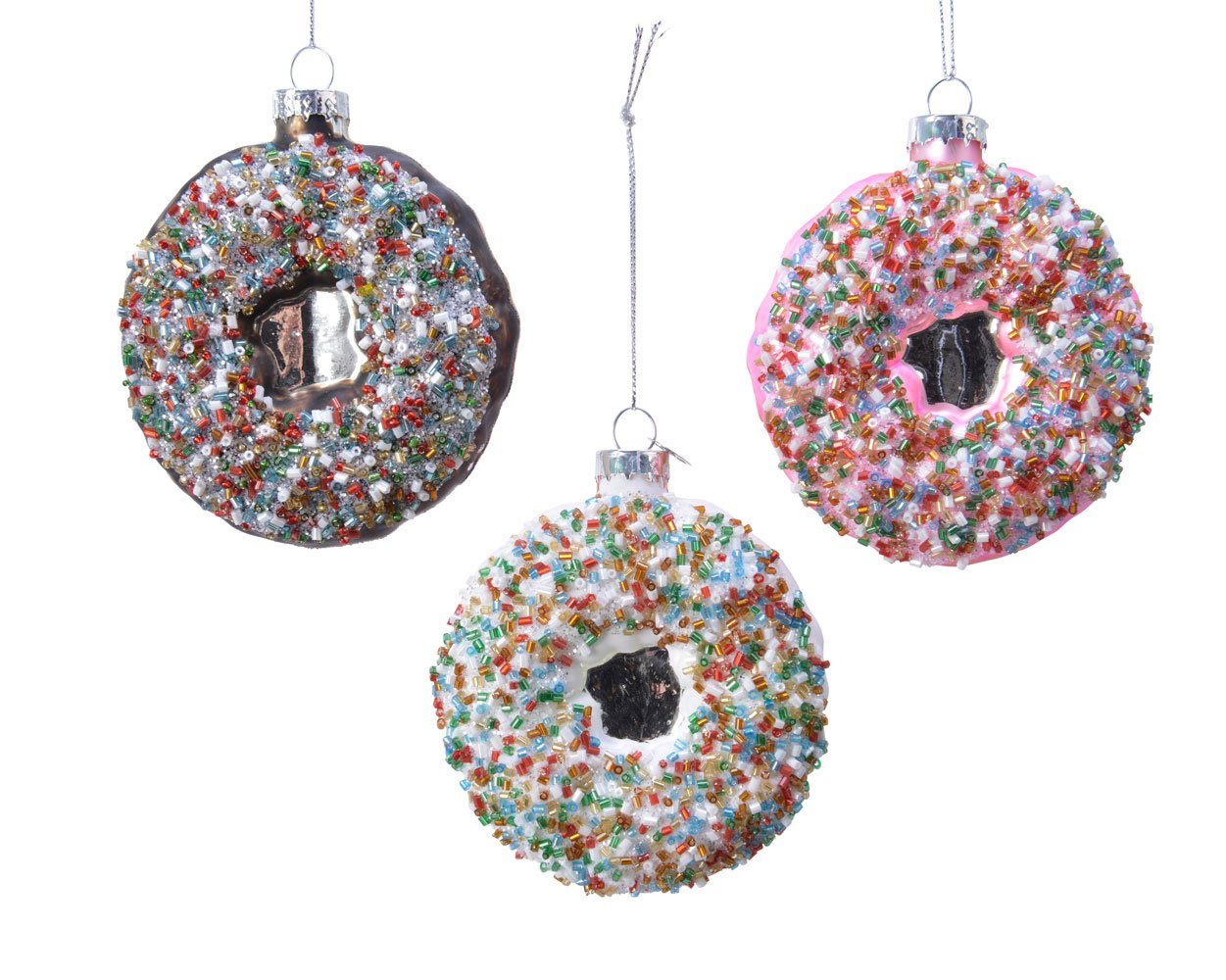 Decoris season decorations Christbaumschmuck, Christbaumschmuck Glas Donut 9cm, 1 Stück sortiert