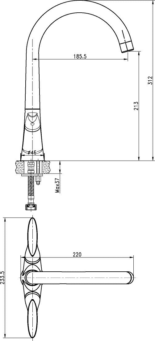 Spültischarmatur Wasserspar-Mischdüse, Amori 797061 Zweigriffmischer, aquaSu Chrom, Hochdruck,