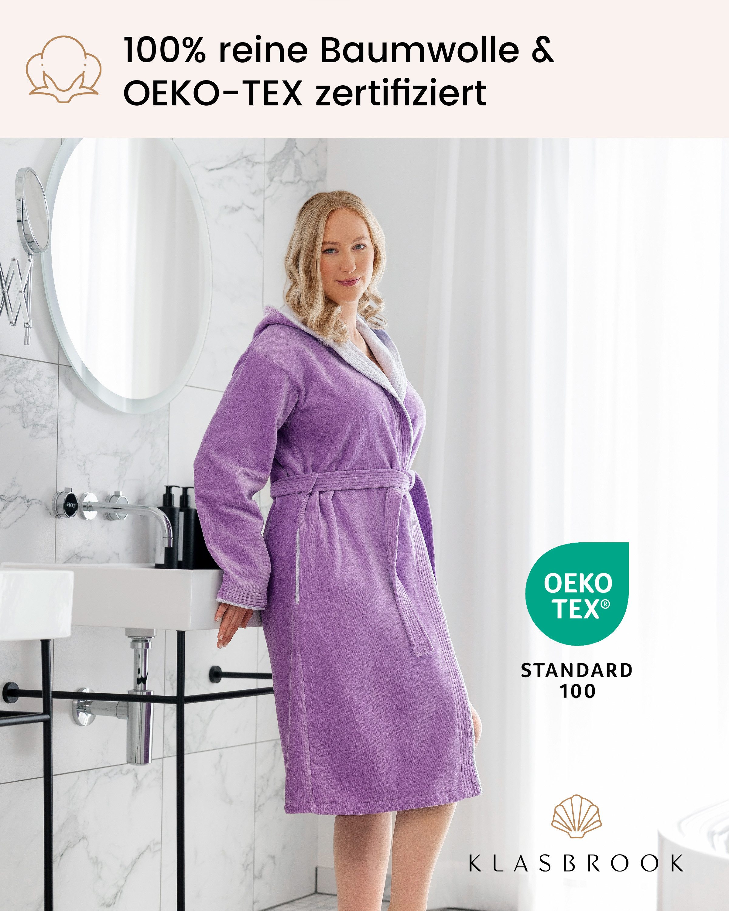 KLASBROOK Damenbademantel Lina, Kapuze, mit Kapuze günstig online kaufen