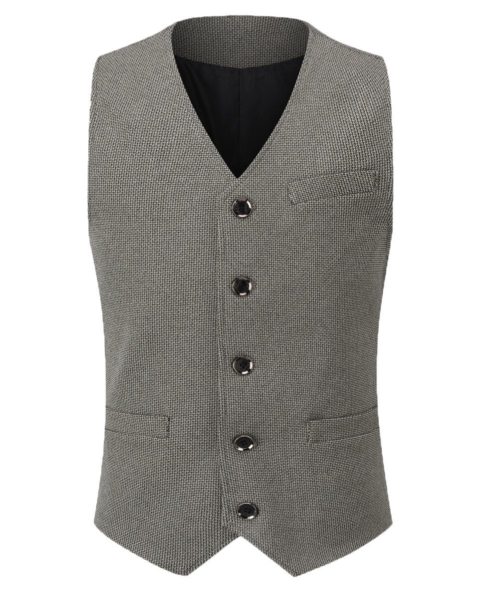 Allthemen Anzugweste Herren Anzugweste Herringbone V-Ausschnitt Wollweste für Hochzeit