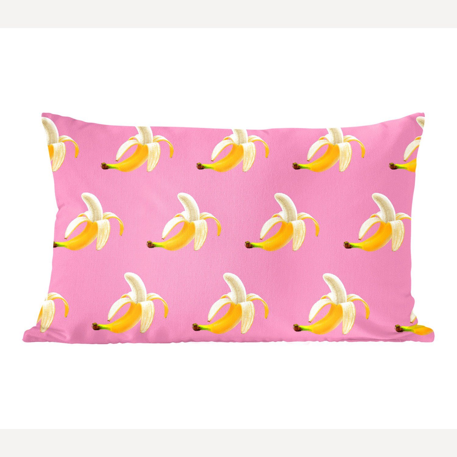 MuchoWow Dekokissen Banane - Muster - Rosa, Wohzimmer Dekoration, Zierkissen, Dekokissen mit Füllung, Schlafzimmer