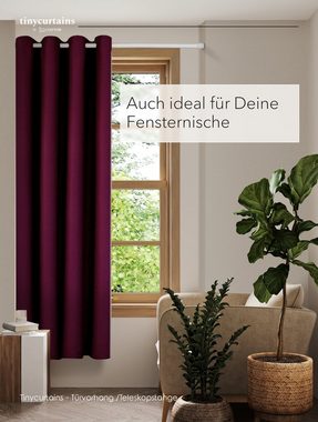 Türvorhang für alle gängigen Türgrößen, Thermovorhang (ohne Stange) Türgardine, tinycurtains, Ösen (1 St), abdunkelnd, 100% Polyester, Blackout blickdicht, rot Berry 195x150cm für Tür, Schrank & Fenster