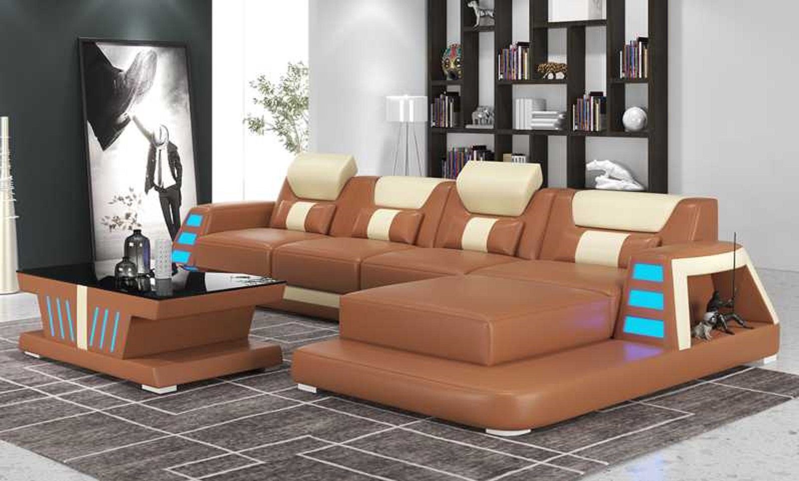 JVmoebel Ecksofa Luxus Ecksofa L Form Couch Sofa Moderne Eckgarnitur, 3 Teile, Made in Europe Braun