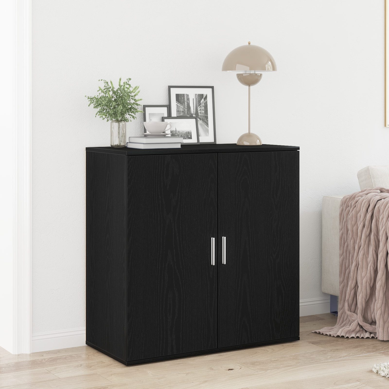 vidaXL Sideboard Sideboard Schwarz Eichen-Optik 79 x 38 x 80 cm Holzwerkstoff (1 St)