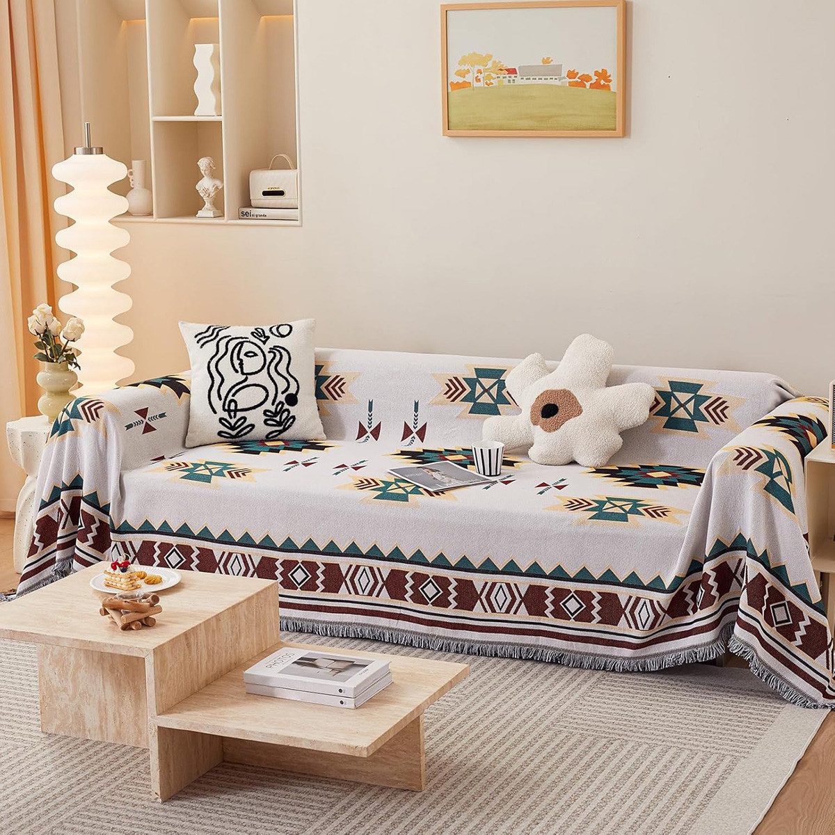 RWEUOQ Sofabezug Sofa überwurfdecke mit Quasten, günstig online kaufen