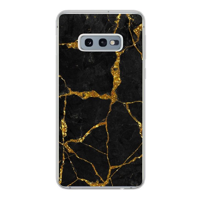 MuchoWow Handyhülle Marmor - Gold - Schwarz - Marmoroptik - Glitter Phone Case Handyhülle Samsung Galaxy S10e Silikon Schutzhülle