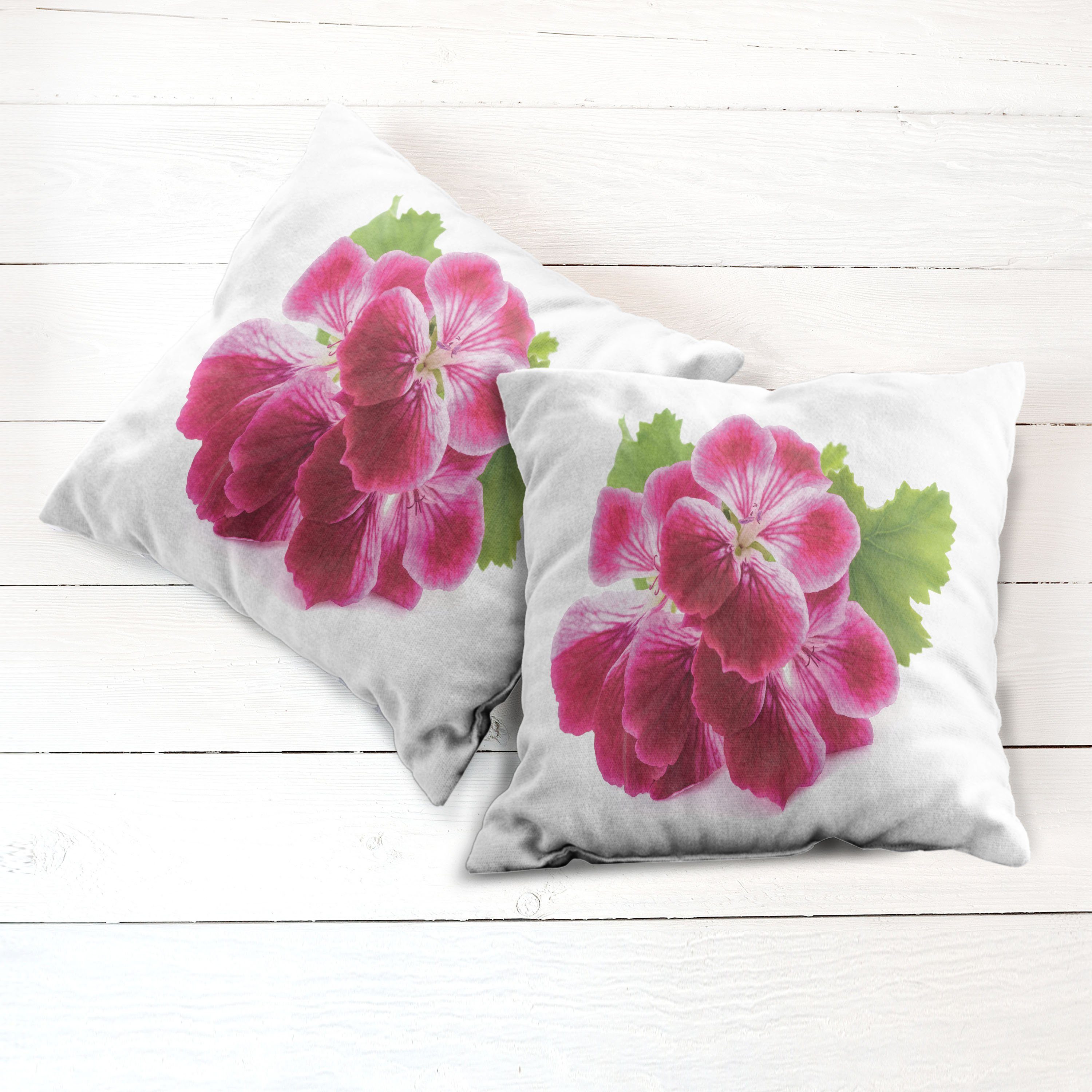 Kissenbezüge Modern Blume Close Abakuhaus Pelargonien Doppelseitiger Digitaldruck, Stück), Up (2 Einzelne Accent