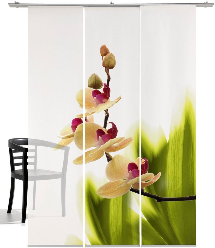 Schiebegardine Orchideenwunder Emotion Textiles Klettband 3 Schiebegardine Orchideenwunder Emotion Textiles Klettband 3 Stück Inkl