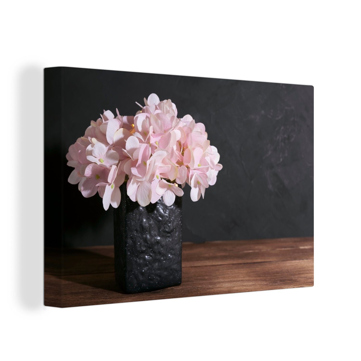 OneMillionCanvasses® Leinwandbild Stilleben - Hortensie - Rosa, (1 St), Wandbild Leinwandbilder, Aufhängefertig, Wanddeko, 30x20 cm