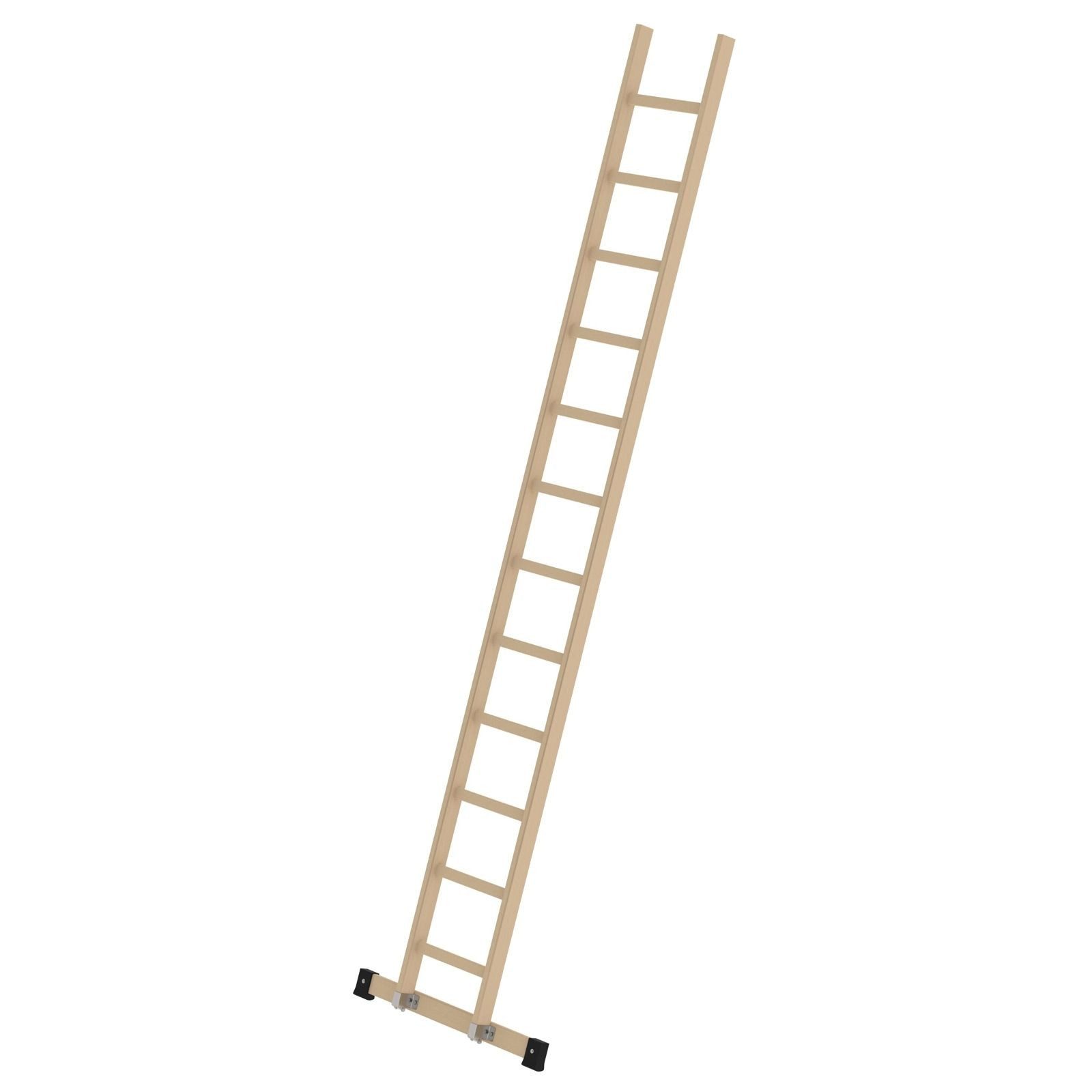 Günzburger Steigtechnik Anlegeleiter Günzburger Steigtechnik Sprossen-Anlegeleiter Holz mit Traverse 12 Spr