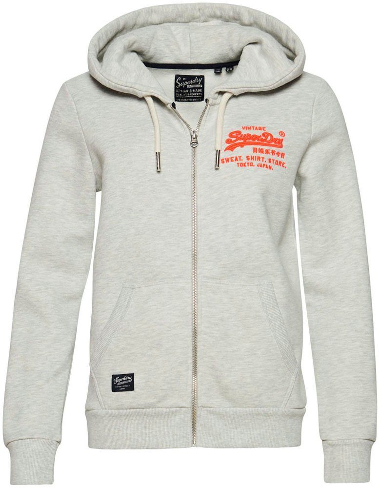 Superdry NEON Ice VL Snowy Grey Winter ZIPHOOD Kapuzensweatjacke