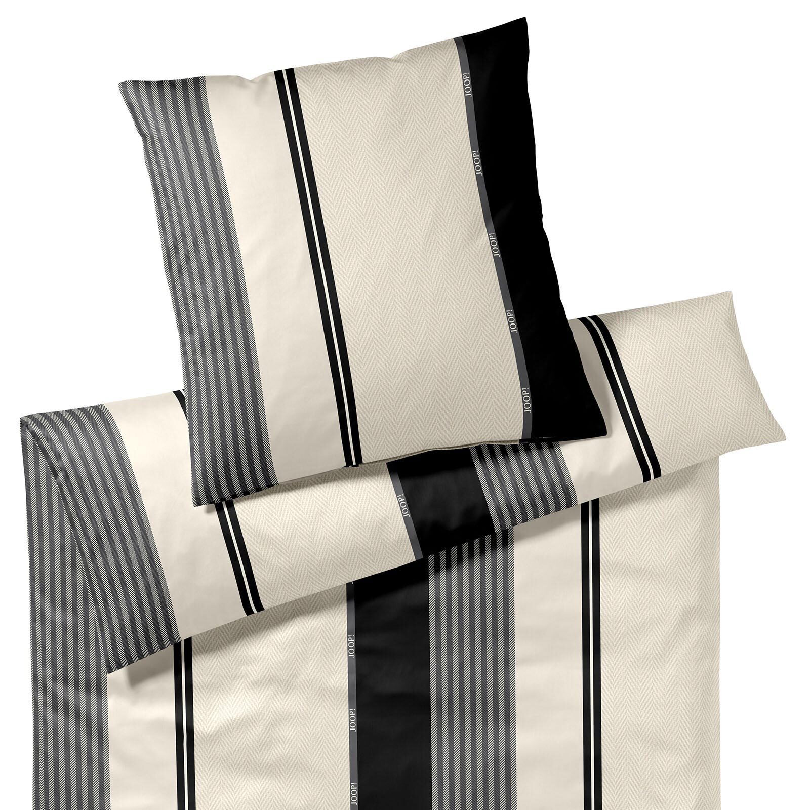 JOOP! Bettwäsche Herringbone Stripes black, Mako Satin, 1 teilig
