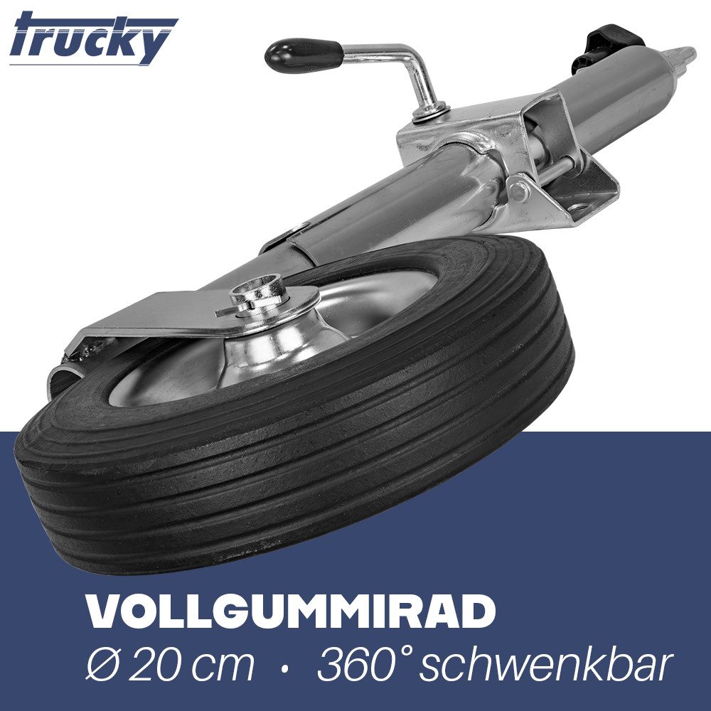 Trucky Anhänger-Stützrad Stützrad für Anhänger Deichselrad Klemmhalter bis 150 kg 48 mm