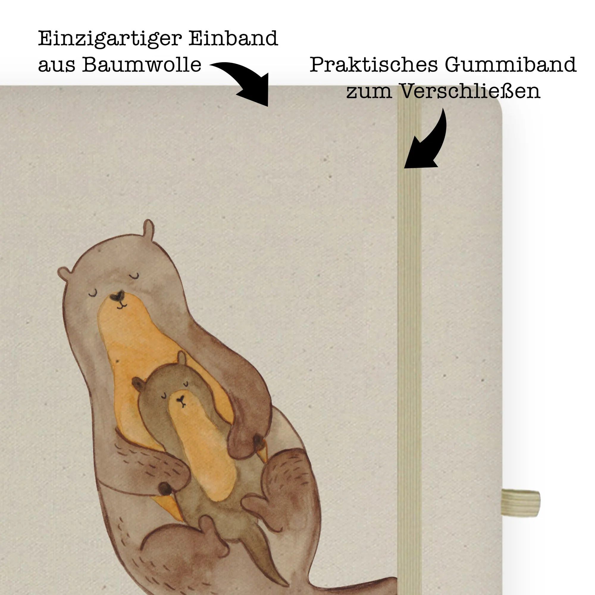 Thumbnail - Mr. & Mrs. Panda Notizbuch Otter Kind - Transparent - Geschenk, Notizbuch A4 Liniert, A4 Notizbu Mr. & Mrs. Panda, Kreat...