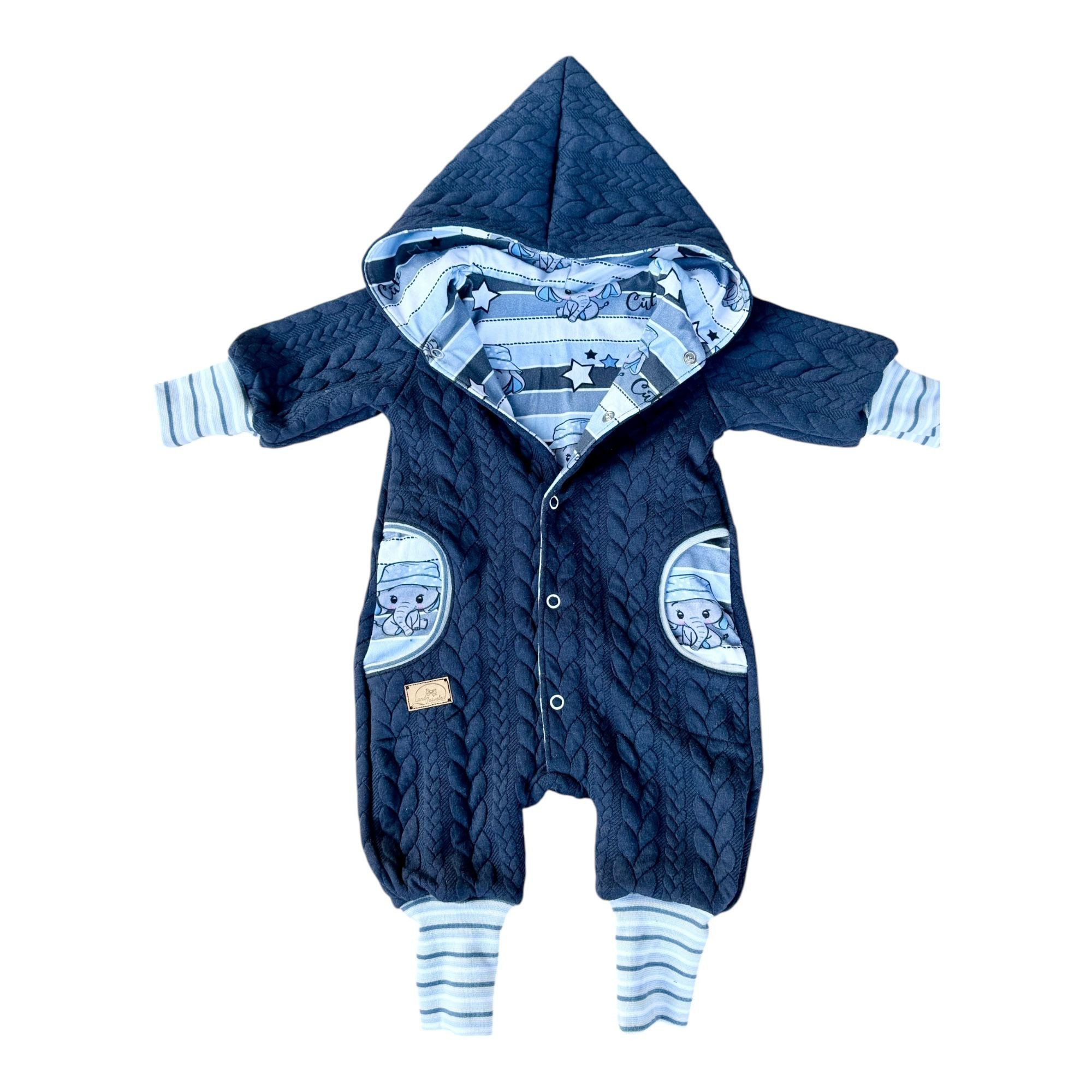 Land-Juwelen Overall Overall Zopfstrick Elefant blau