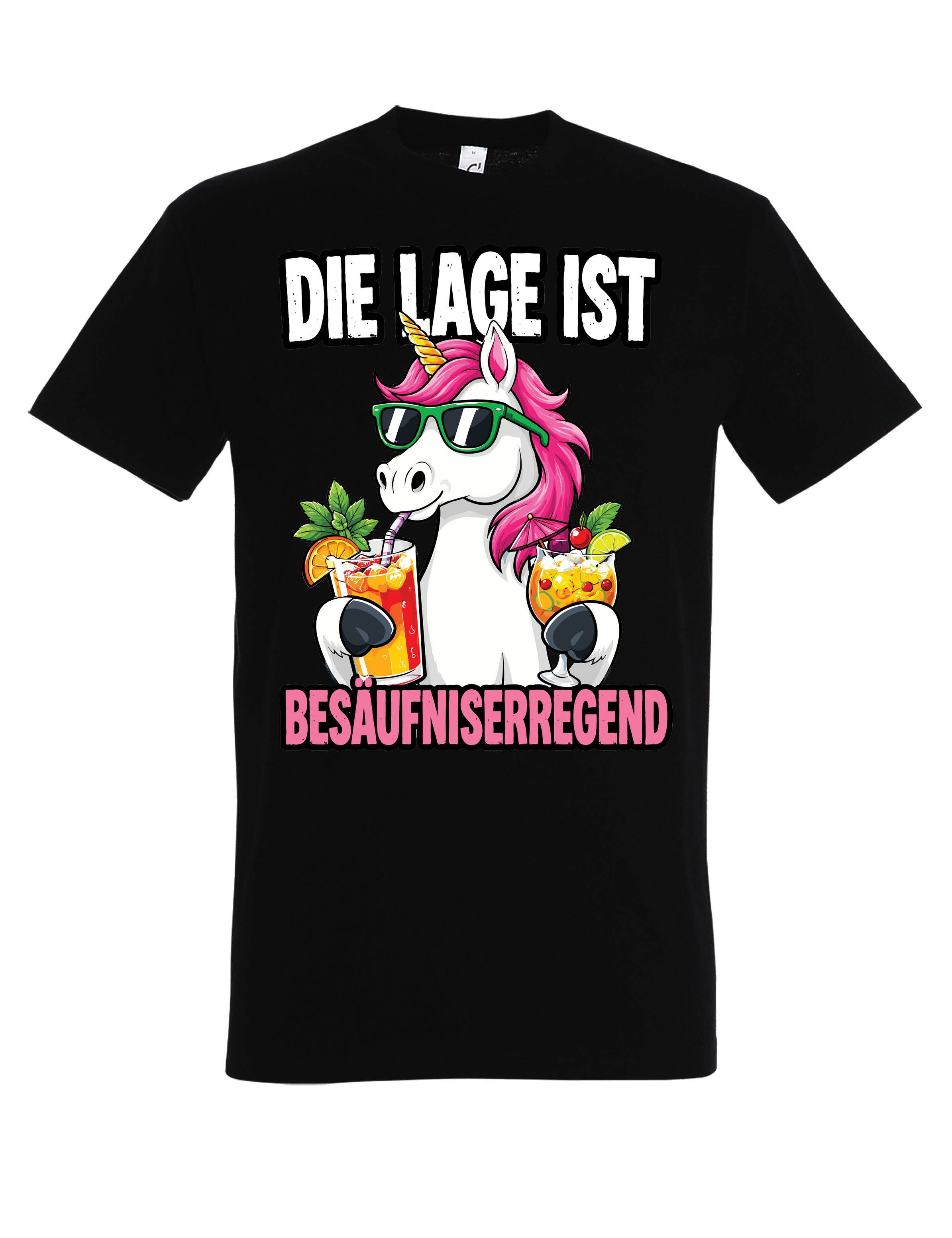 Youth Designz Print-Shirt "Die Lage ist so Besäufniserregend" Herren T-Shirt Lustigen Geschenk mit witzigen und stylischen Aufdruck für Männer