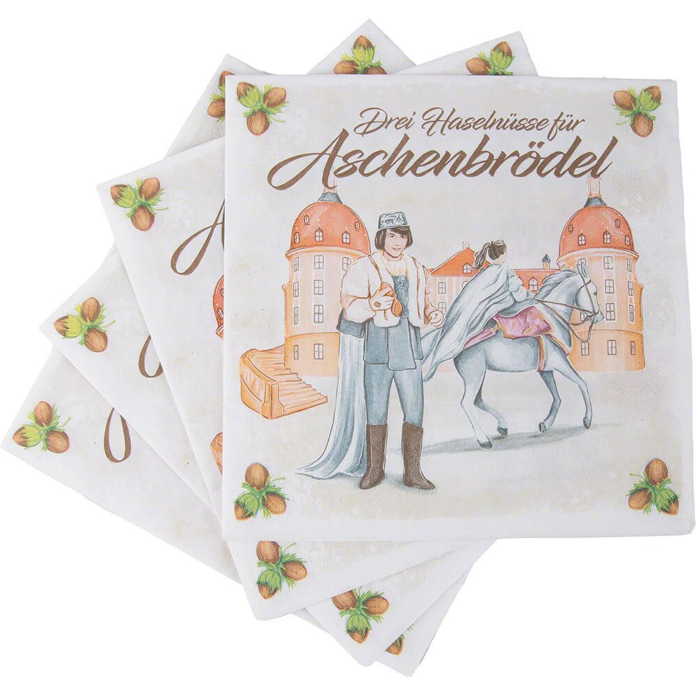 Erzgebirge-Palast Dekofigur Servietten "Drei Haselnüsse für Aschenbrödel" (20 Stück - 33cm) von Sa