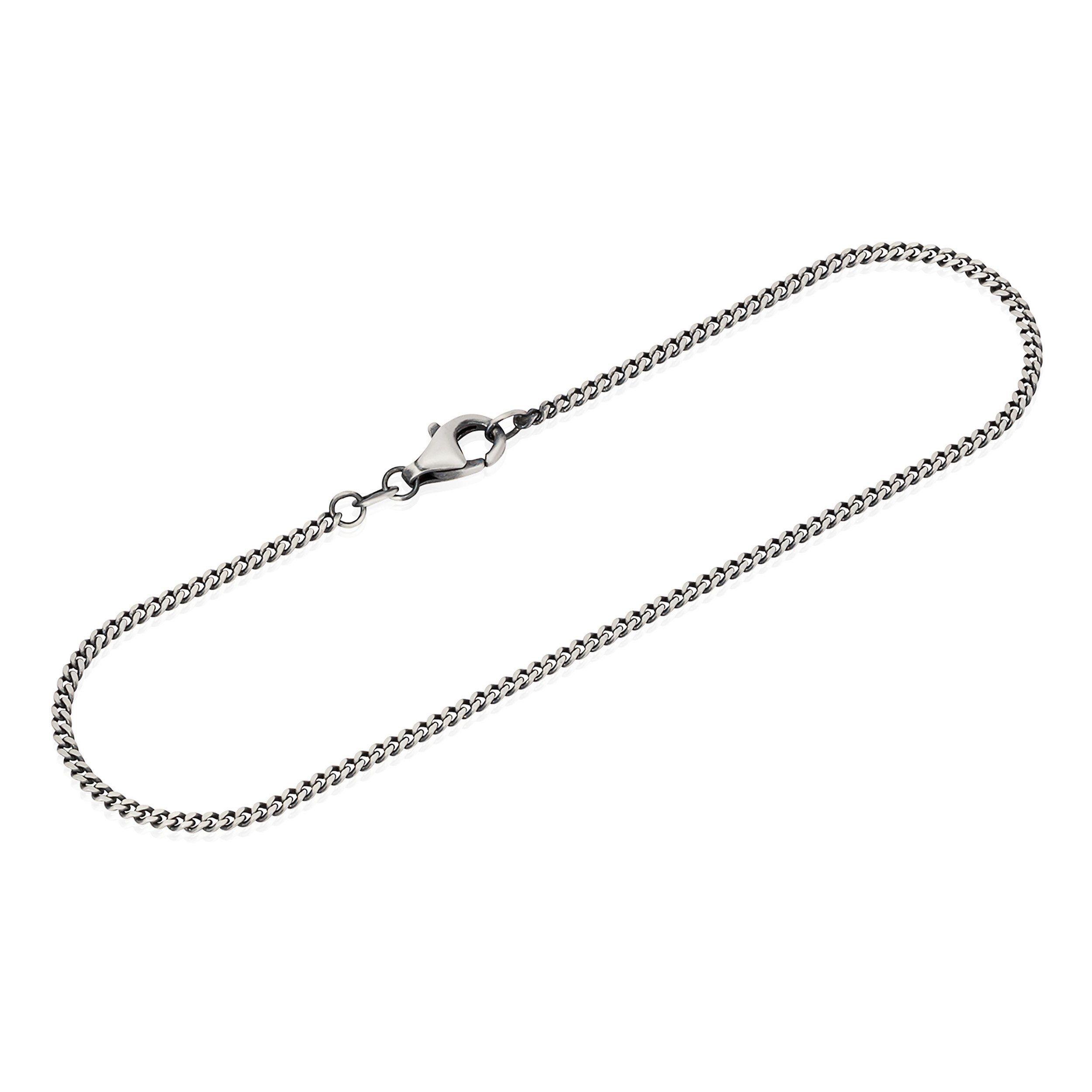 Armkette Armband 20cm Panzerkette 925 Sterling Silber oxidiert 1,7mm breit diam