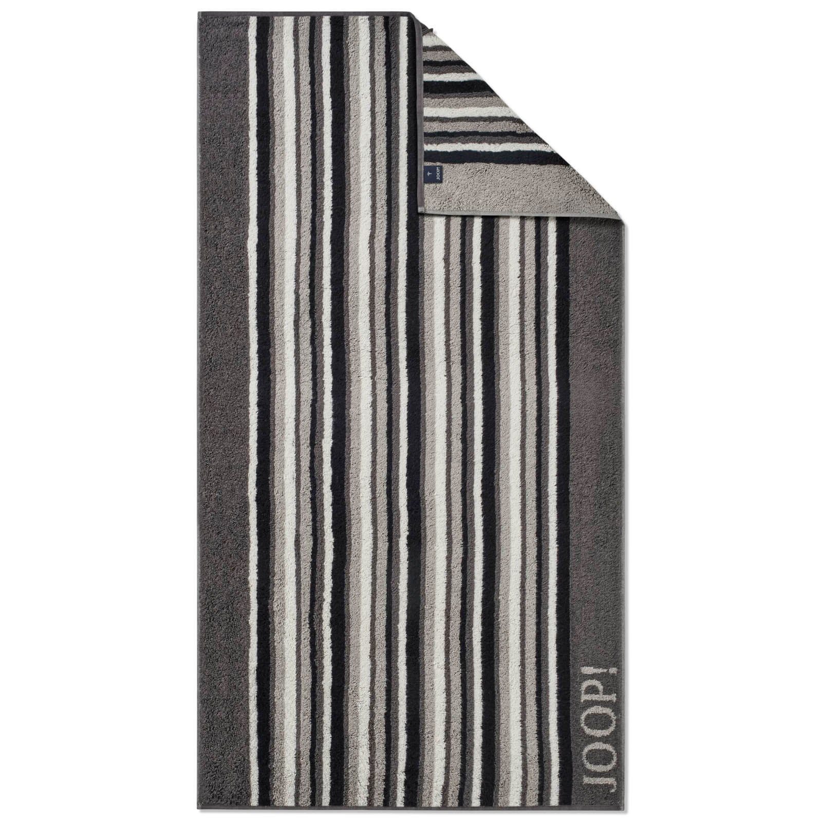 JOOP! Handtuch Handtuch Move Stripes Anthrazit 1692 77, Walkfrottier (1-St), Wendeoptik, Logo, Streifen