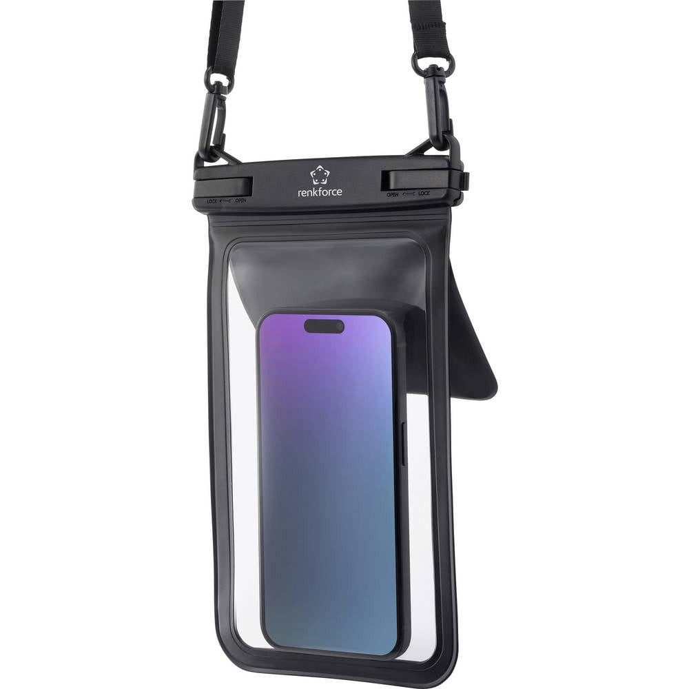 Renkforce Handyhülle Wasserdichte Smartphone Hülle Outdoorcase Universal Universal Black, Wasserdicht, Staubdicht, Mit Umhängeschlaufe