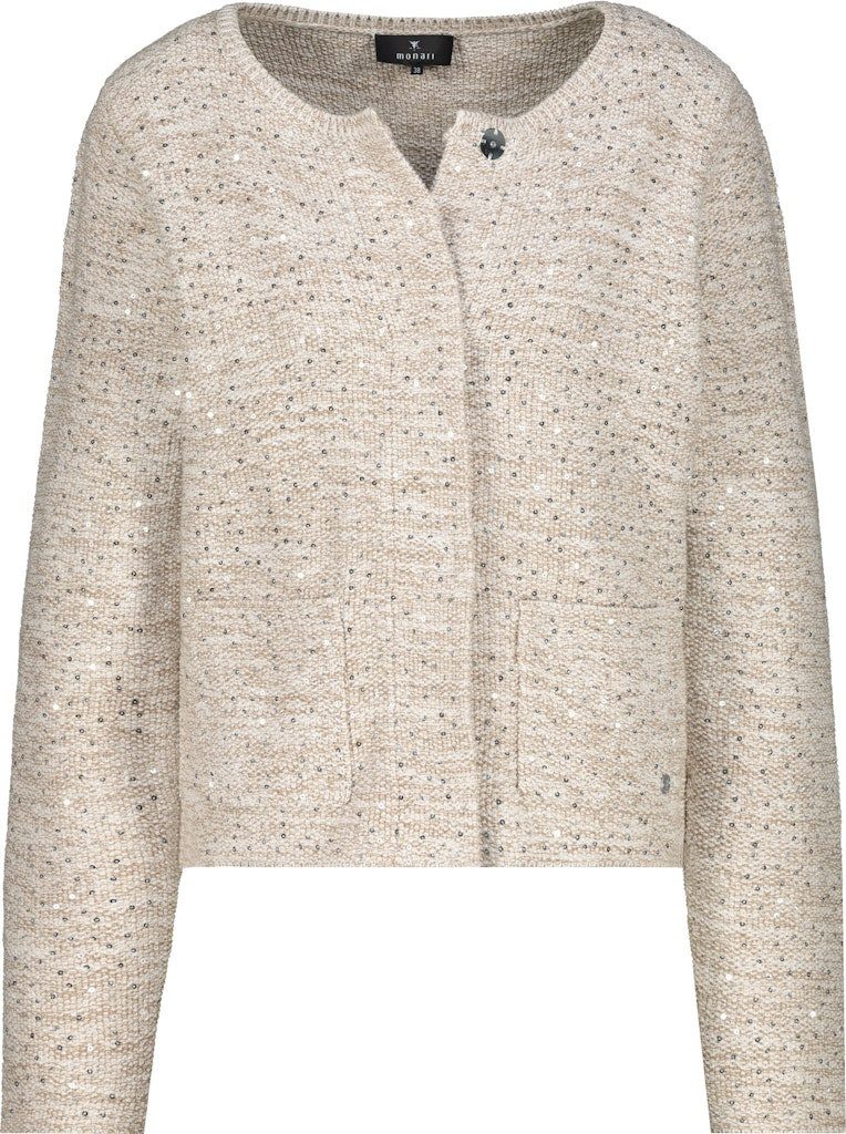 Strickpullover Strickjacke mit Pailletten caramel
