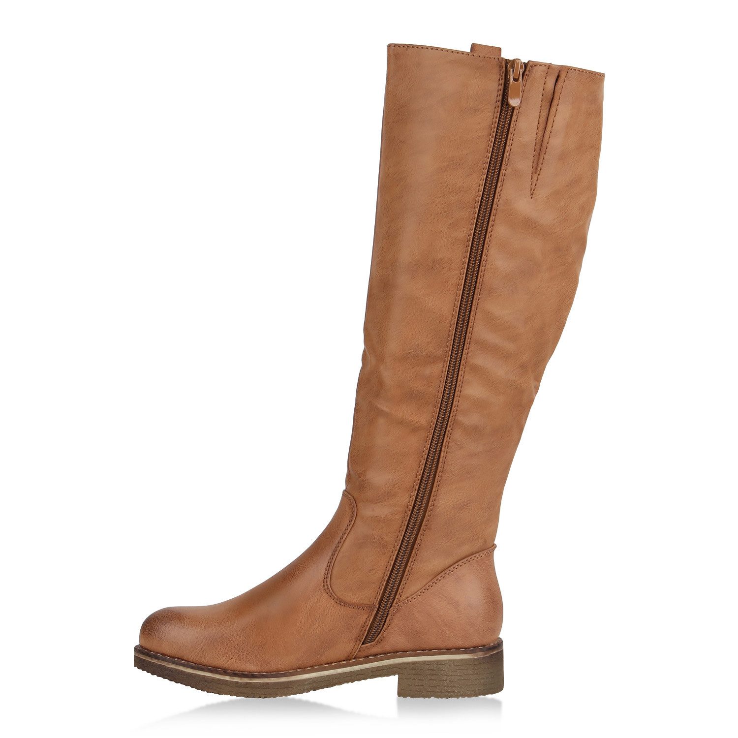 VAN HILL 819556 Stiefel Damen Reiterstiefel Leicht Gefütterte Stiefel Leder-Optik