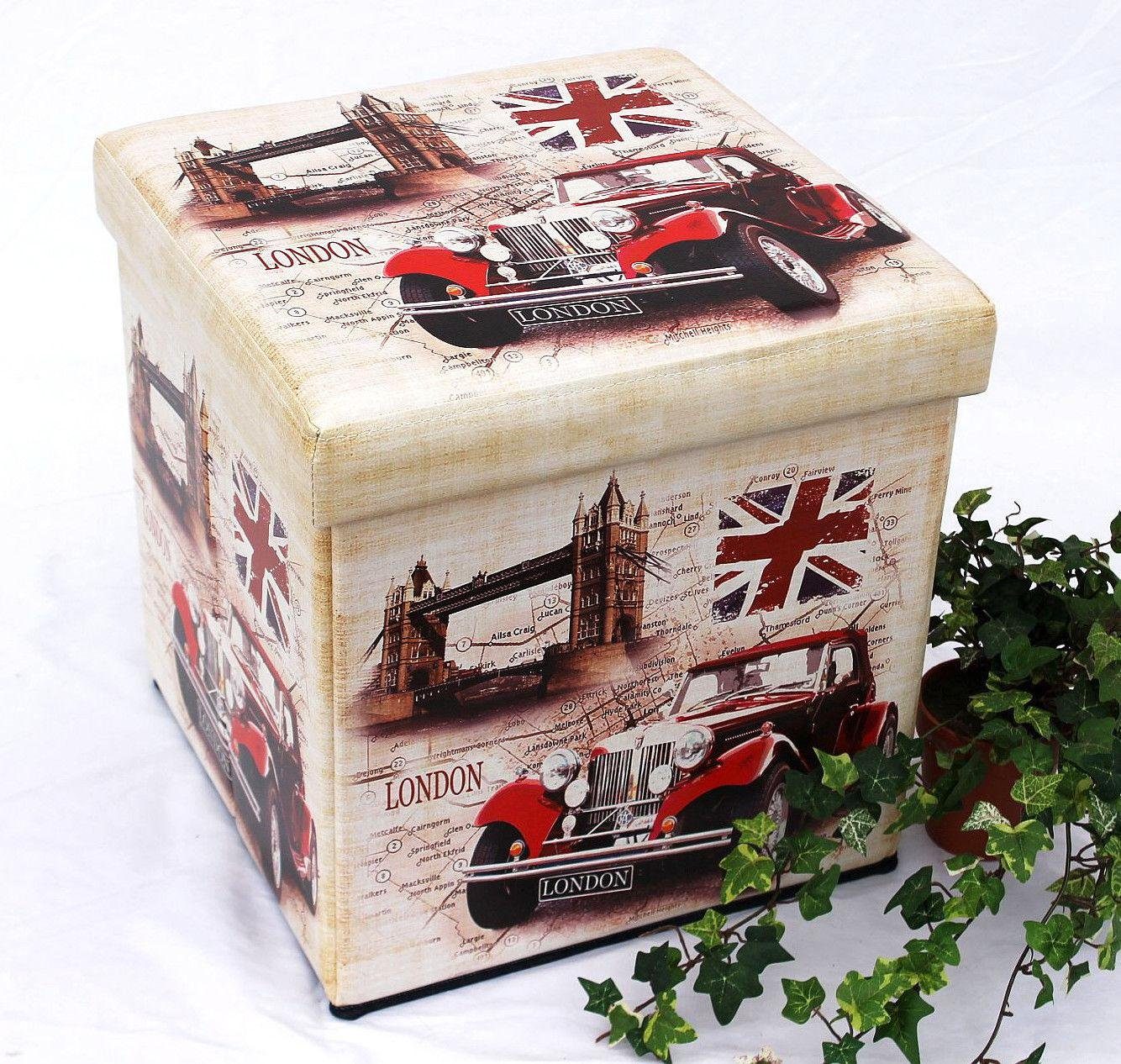 DanDiBo Sitzhocker aus Kunstleder Sitzhocker 2219 Aufbewahrungsbox 40 cm Sitzwürfel Truhe