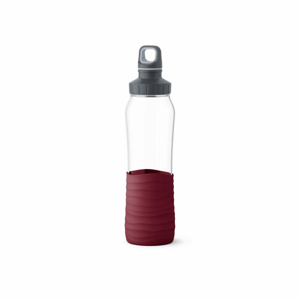 Emsa Trinkflasche Drink2Go Glass Weinrot 0.7 L