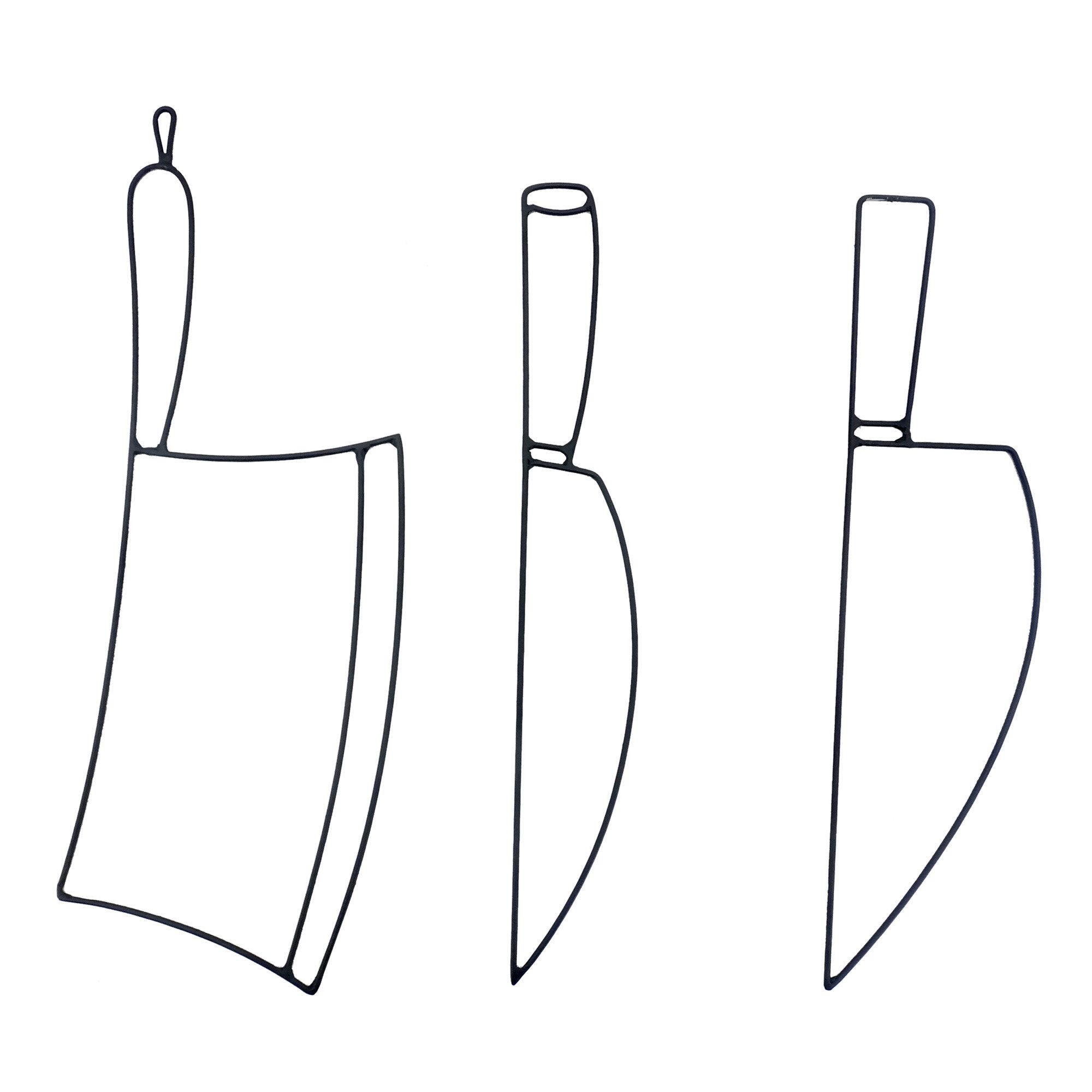 UNUS HOME Wanddekoobjekt Wanddeko Messer aus Metall (3er Set), Küchendeko, Deko für die Küche oder Esszimmer