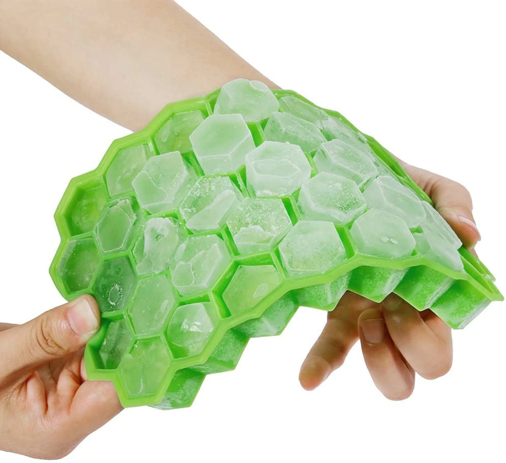 Silikon Eiskugelform [2er Grün Eiswürfelschale MAVURA Eiswürfelbehälter Eiswürfel Eiskugeln Design Form Set] Eiswürfelbereiter Waben Eiswürfelform