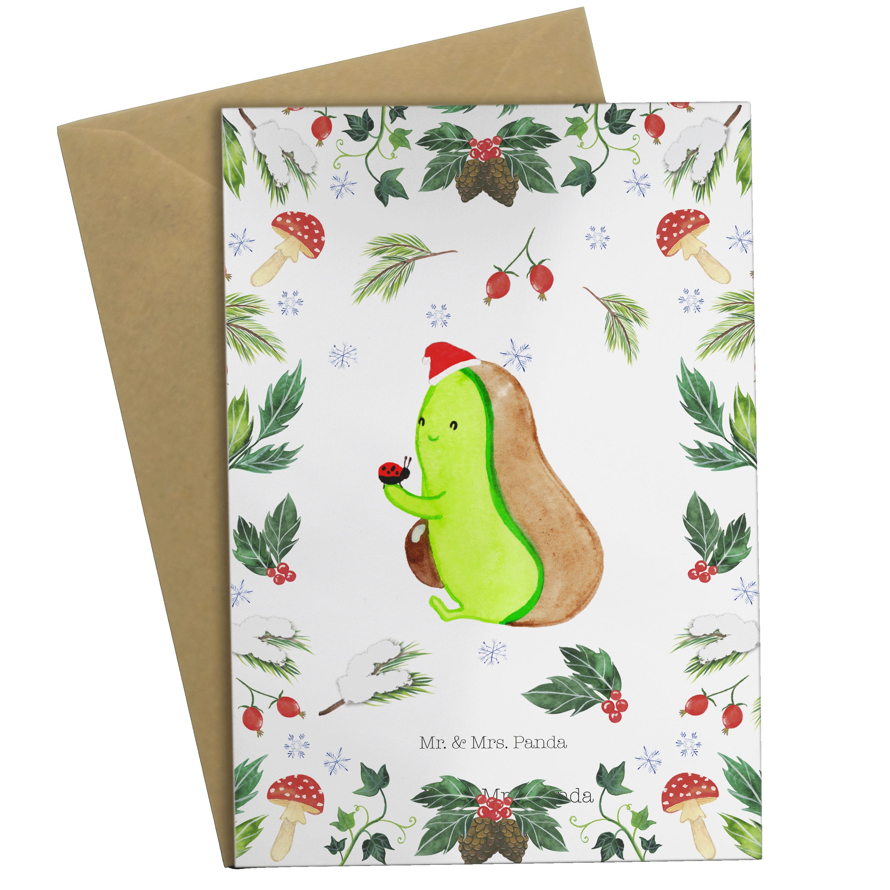 Mr. & Mrs. Panda Grußkarte Avocado kleine Dinge - Weiß - Geschenk, Weihnachtsdeko, Hochzeitskart
