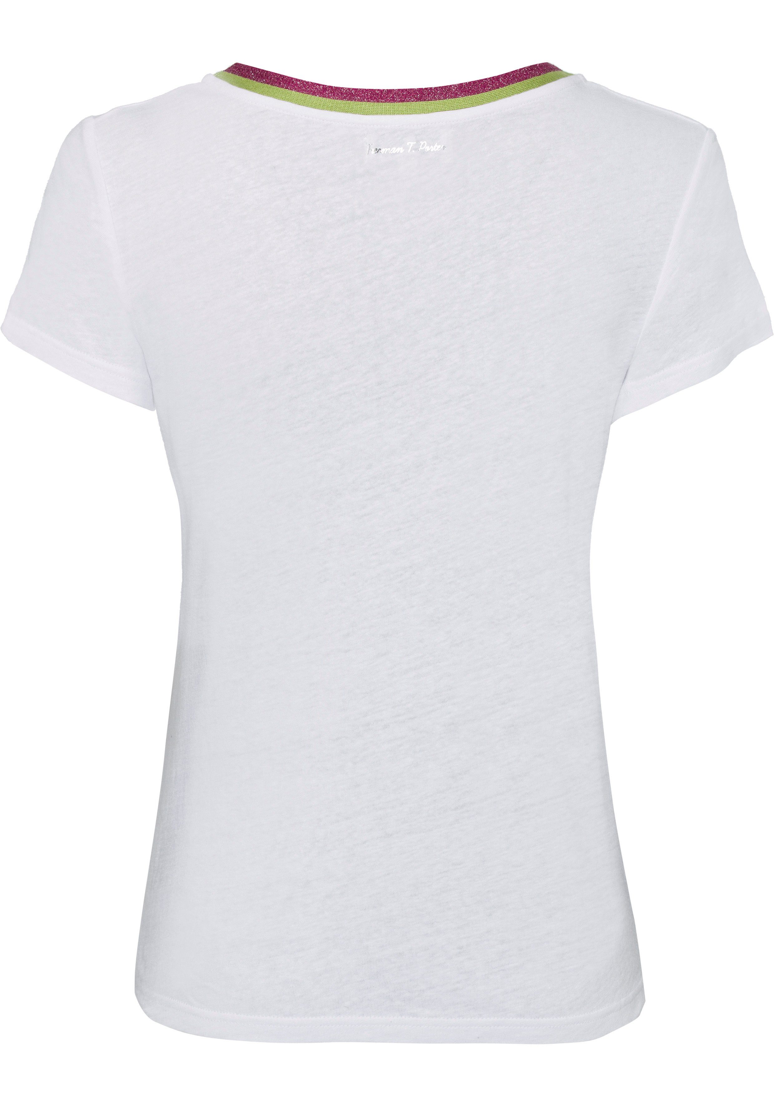 Freeman T. Porter T-Shirt (1-tlg) mit Streifenbündchen im Retro-Look