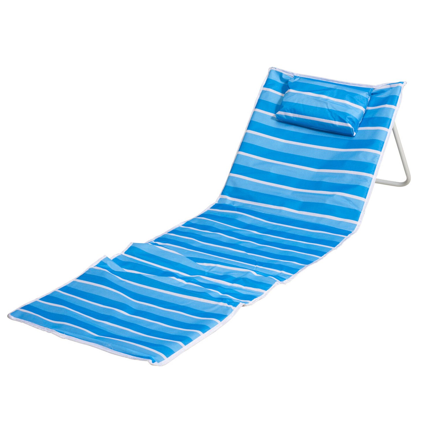 Mojawo Doppelliege Strandliege Strandmatte Rückenlehne Kissen faltbar L153xB53xH41cm Blau