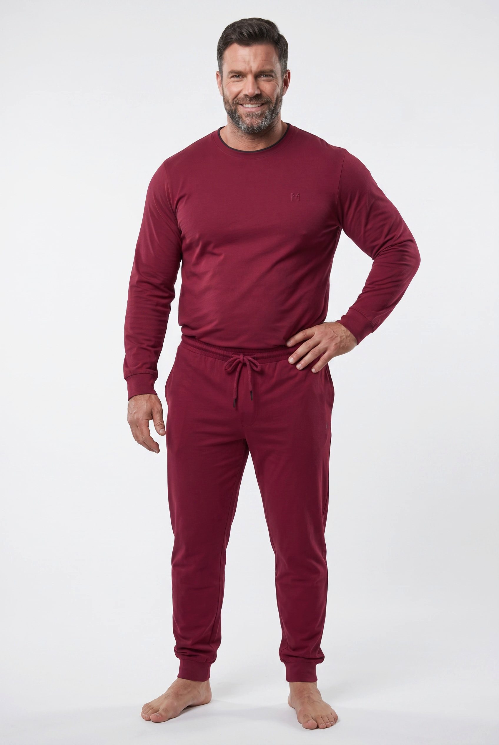 Men Plus Schlafanzug Schlafanzug Zweiteiler Jersey Langarm