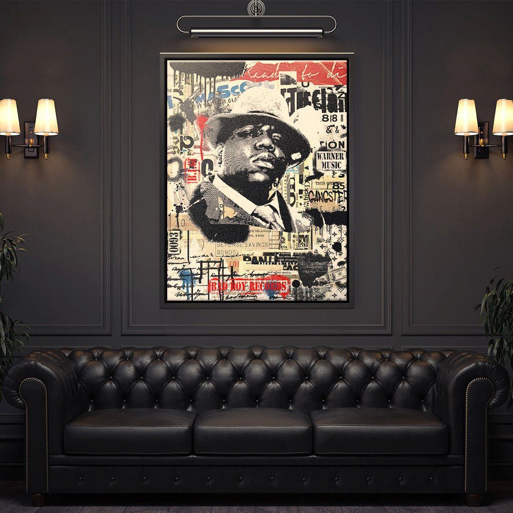 DOTCOMCANVAS® Leinwandbild, Leinwandbild Bad Rahmen B.I.G. premium xxl Rahmen Streetart Motiv mit weißer