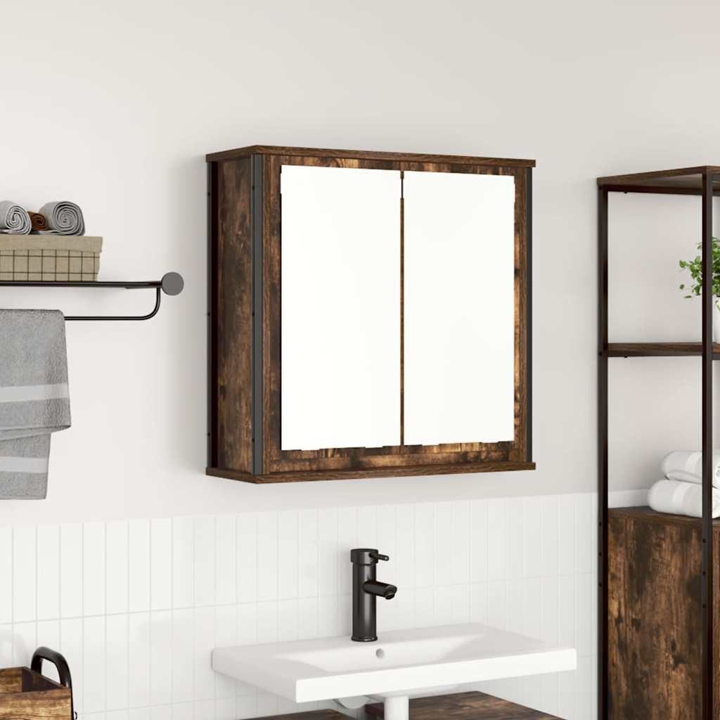vidaXL Badezimmerspiegelschrank Bad-Wandschrank mit Spiegel Räuchereiche 60x21x60 cm (1-St) – Bild 2 von 5