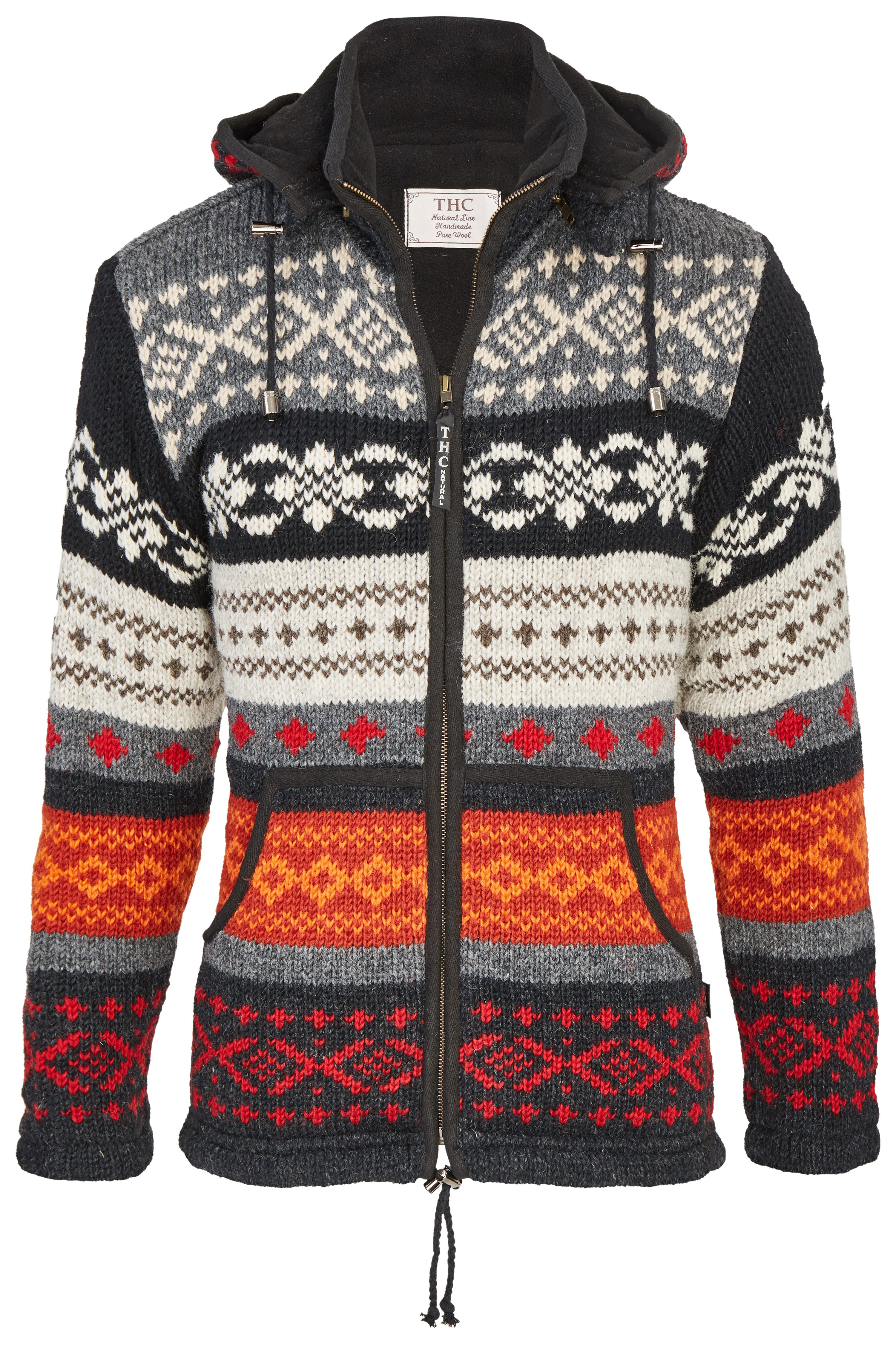 Strickjacke Schafwollstrickjacke bunt gemustert 825