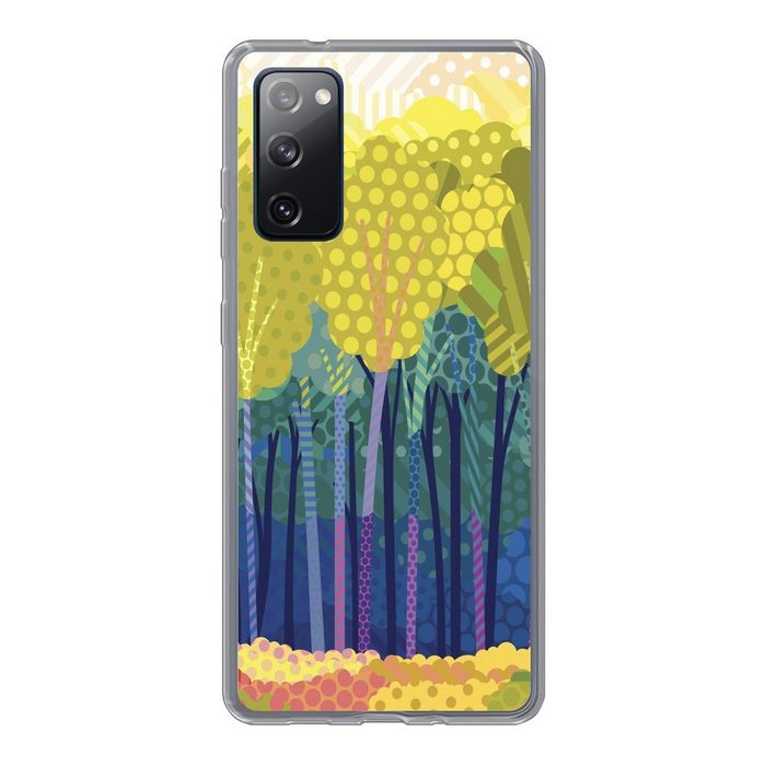 MuchoWow Handyhülle Eine Illustration von grünen Bäumen in einem Wald Phone Case Handyhülle Samsung Galaxy S20 FE Silikon Schutzhülle