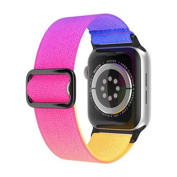 FIDDY Smartwatch-Armband Gewebtes Uhrenarmband mit Farbverlaufsmuster für die Apple Watch, Passend für 42/44/45/49 mm mit verstellbarem Schultergurt