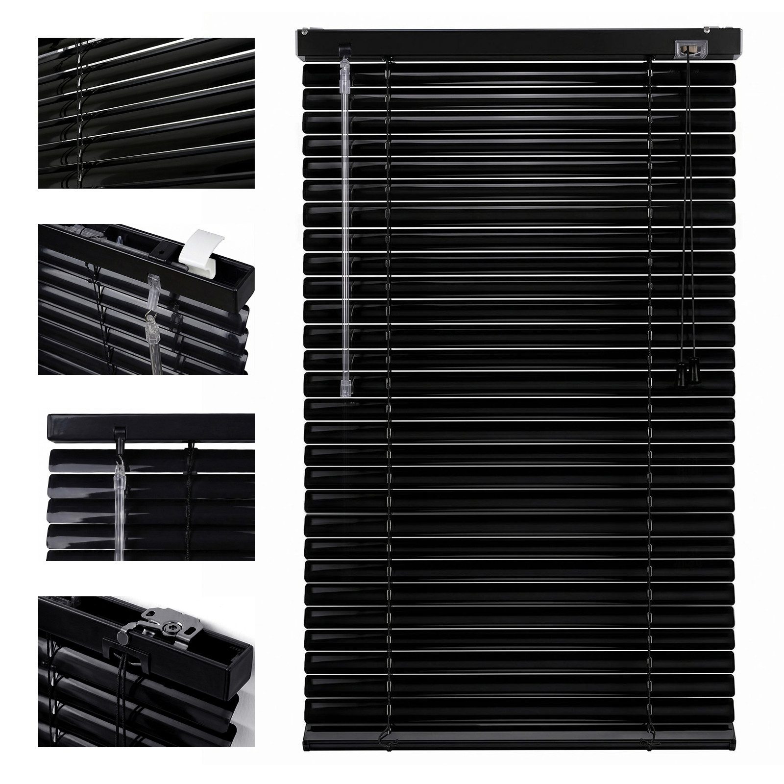 Sekey Jalousie Aluminium-Jalousie Klemmfix ohne Bohren für fenster Sichtschutz, freihängend, 25mm Alu-Lamellen, Klemmfix ohne Bohren, inkl. Zubehör