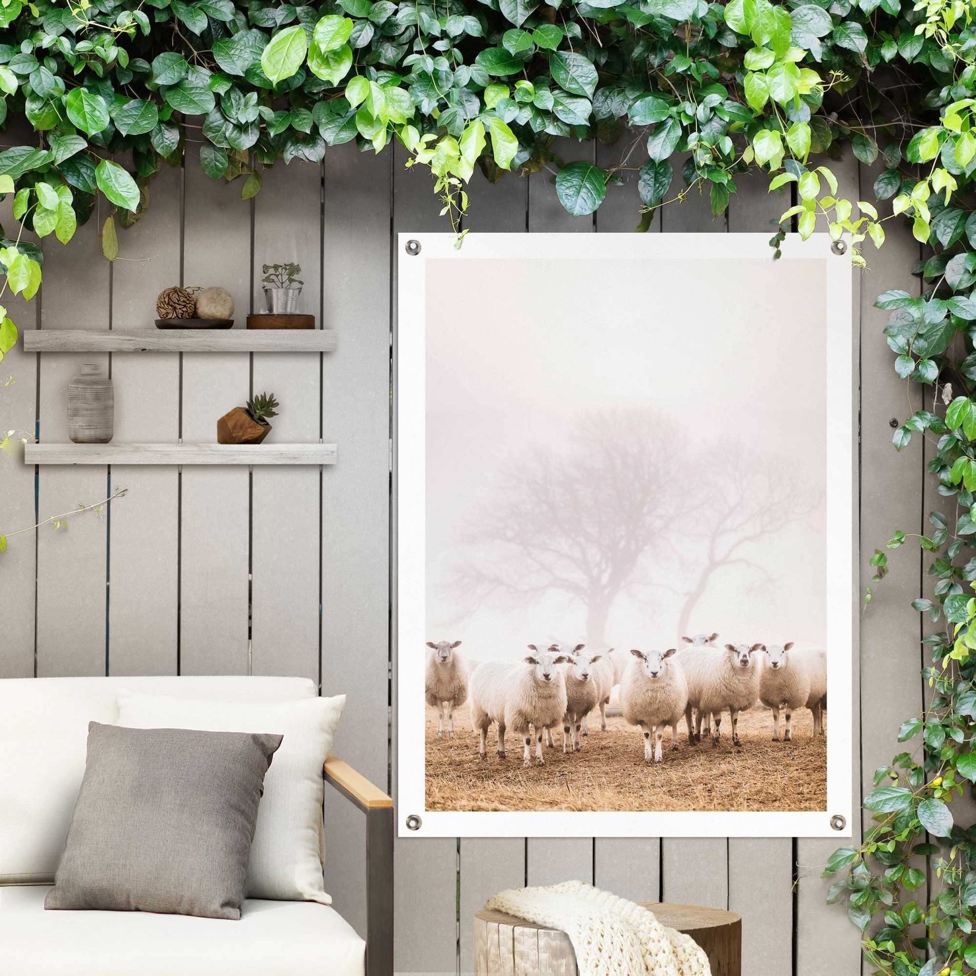 Poster Nebel, Outdoor für Reinders! im oder Garten Schafe Balkon