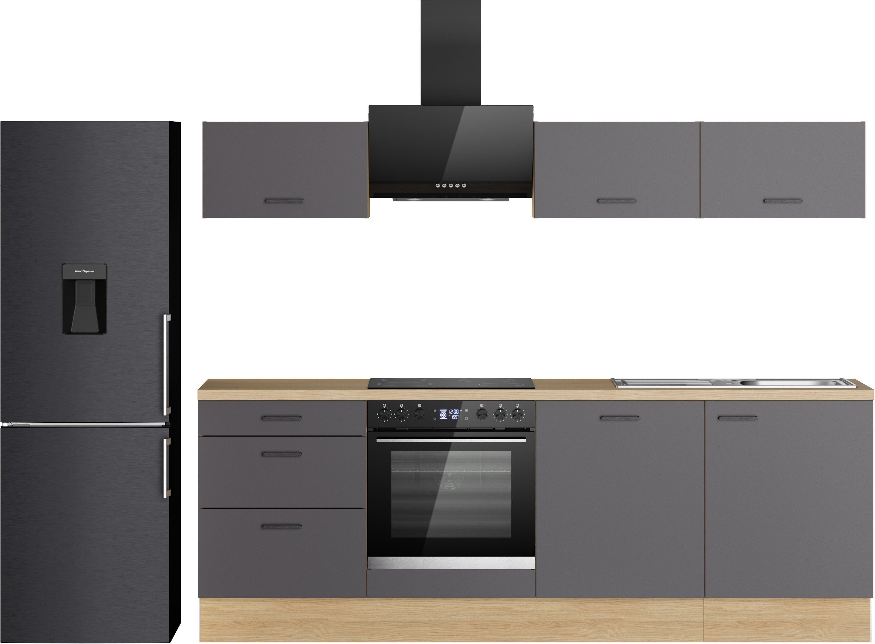 KOCHSTATION Küchenzeile KS-Sion Breite 240 cm, schnelle Montage OPTIsnap, wahlw. m.HANSEATIC-E-Geräten u.Stand Alone