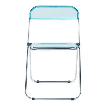 en.casa Klappstuhl (2 St), »Pornainen« Transparent Stuhl im 2er Set 74x46x47cm Hellblau