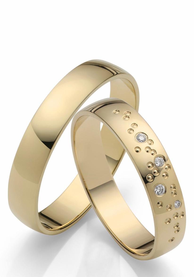 gelbgoldfarben Hochzeit Geschenk mit Schmuck Gold Firetti "LIEBE" Sterne, Brillanten/Diamanten Made - in Germany Trauring o. 375 ohne Ehering